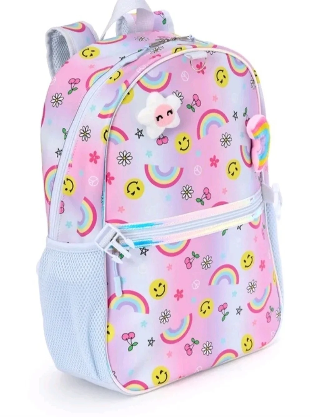 Kids Rainbow Smiley Backpack with Matching Headphones - Pink